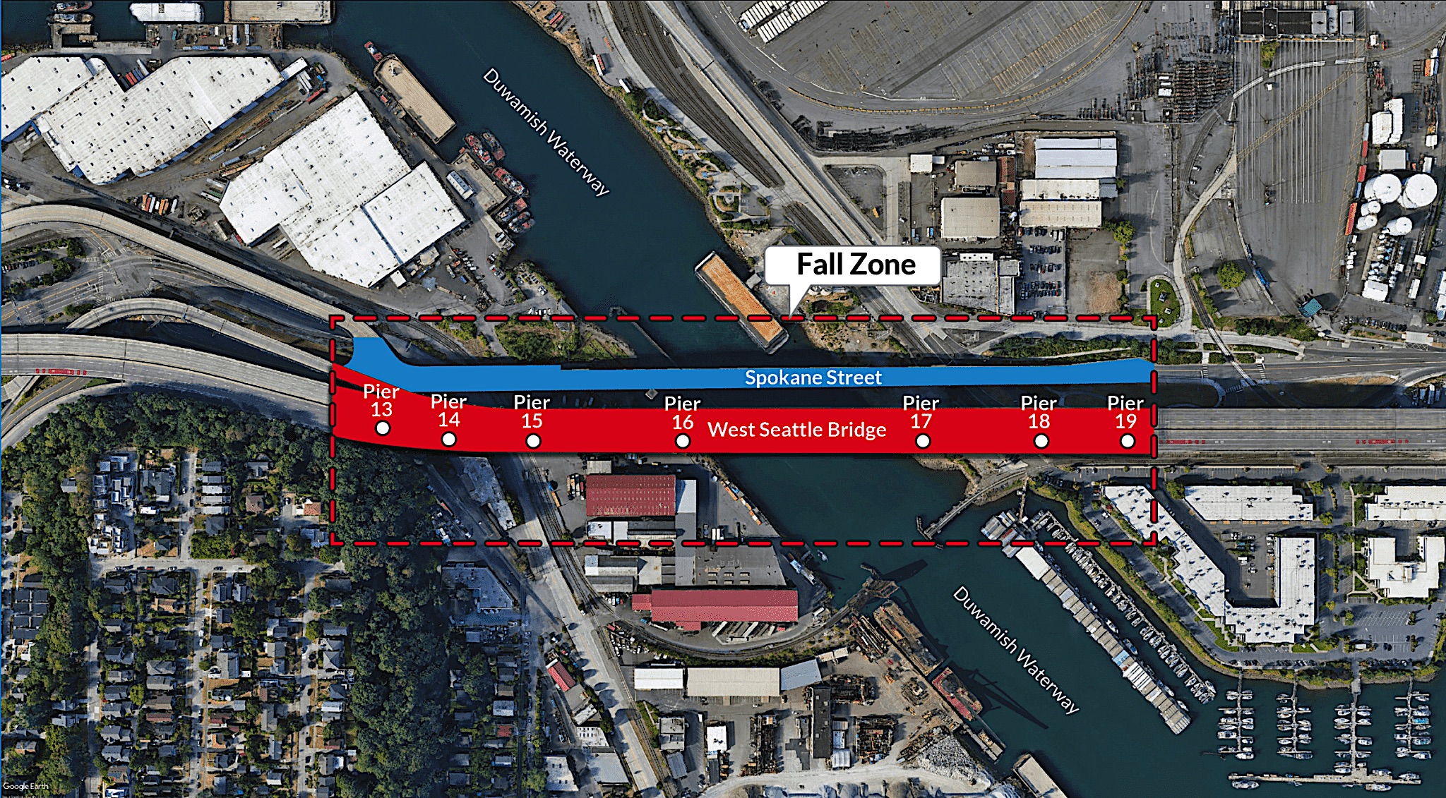 West Seattle Bridge Fall Zone
