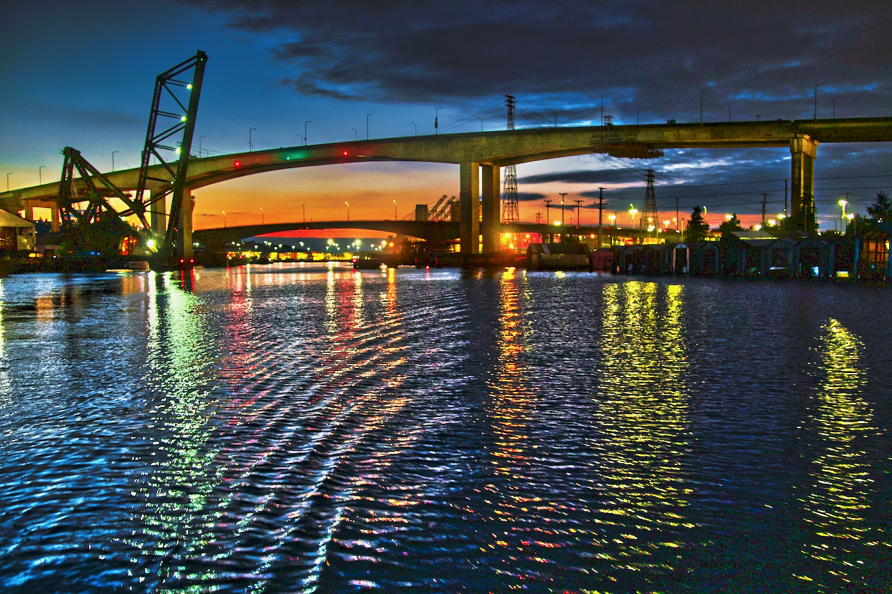 West Seattle Bridge at night Aug. 10, 2022