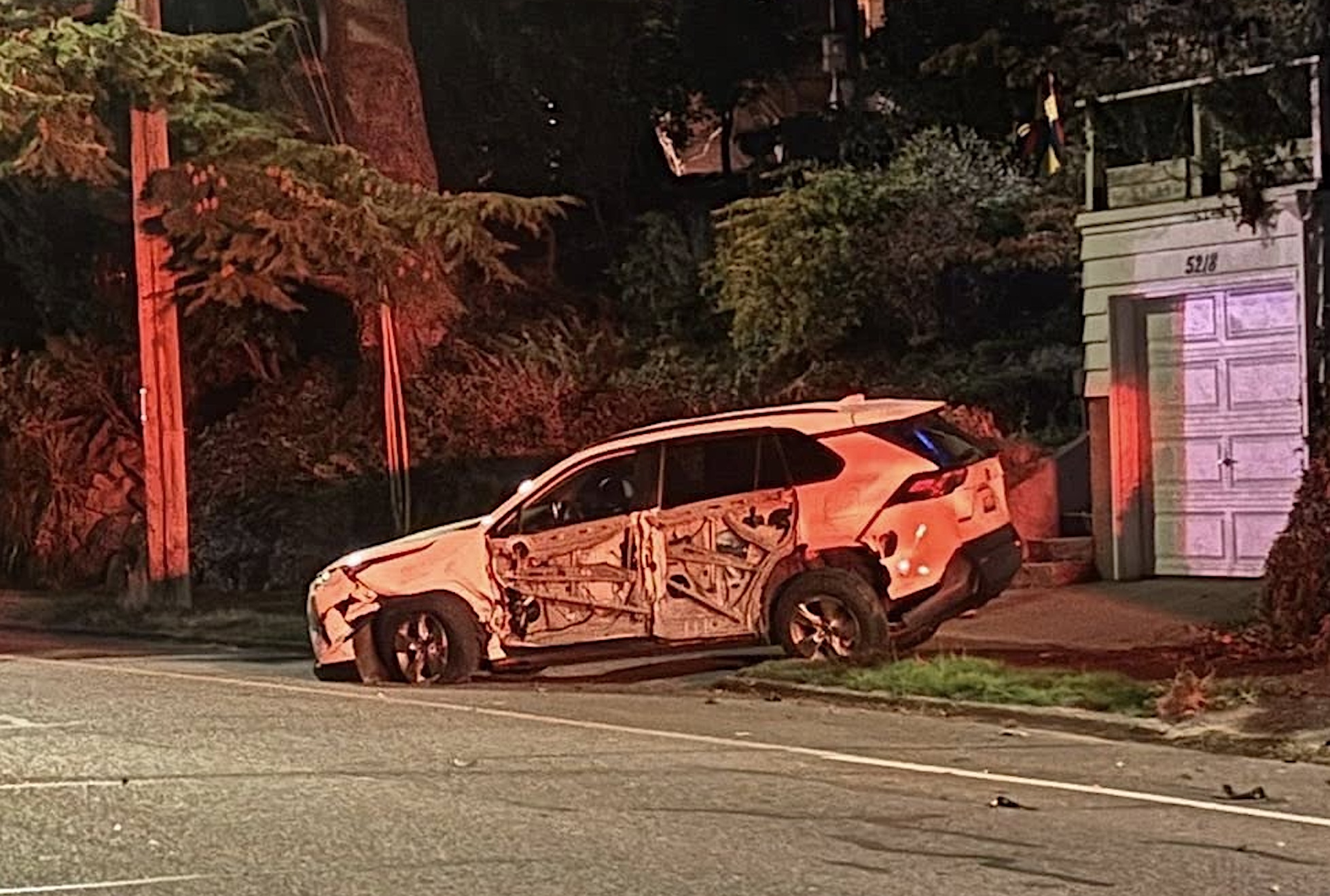 White Car shoved