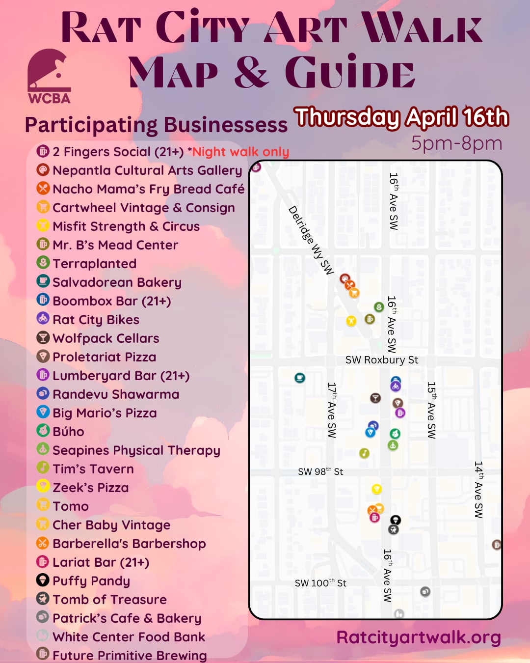 Rat City Art Walk map