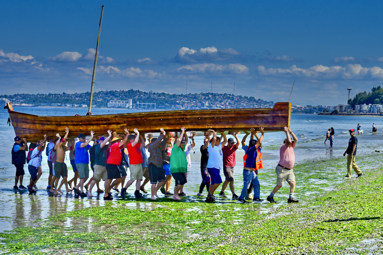 carrying the canoe