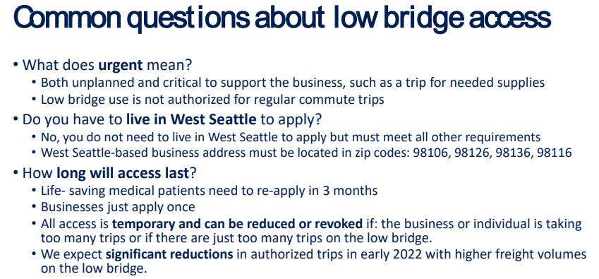 common questions about low bridge access