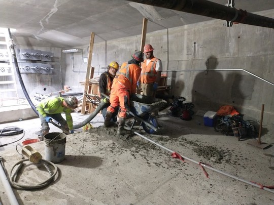 concrete work inside the bridge