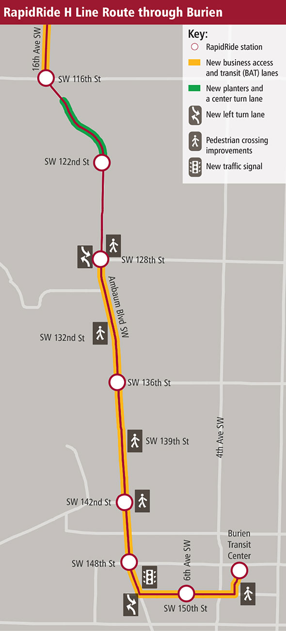 Burien H Line map