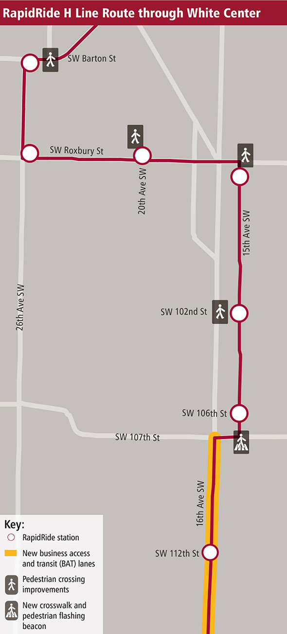 White Center H Line map