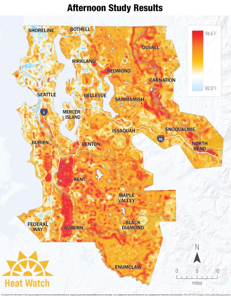 afternoon heat map King County