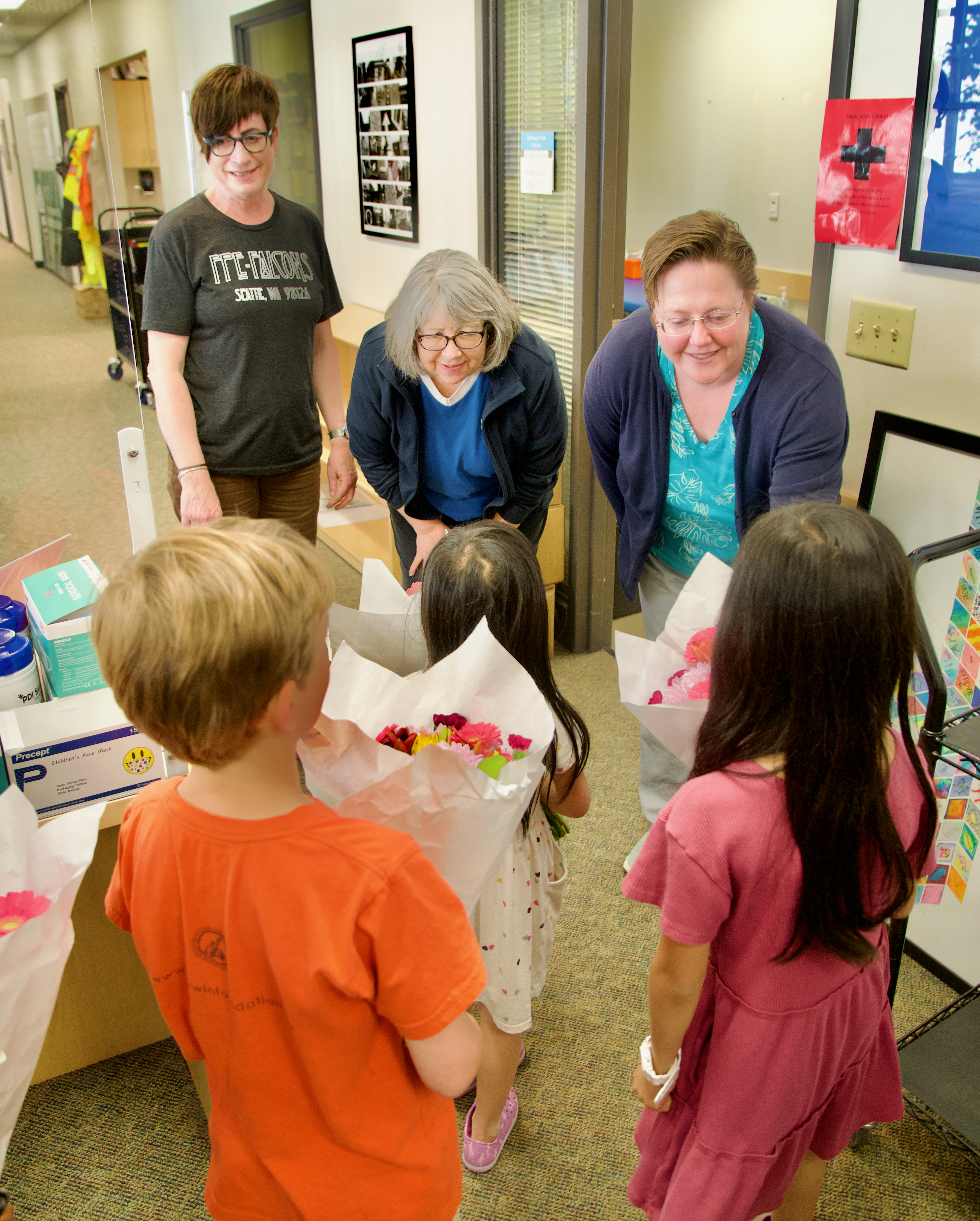 students presented flowers