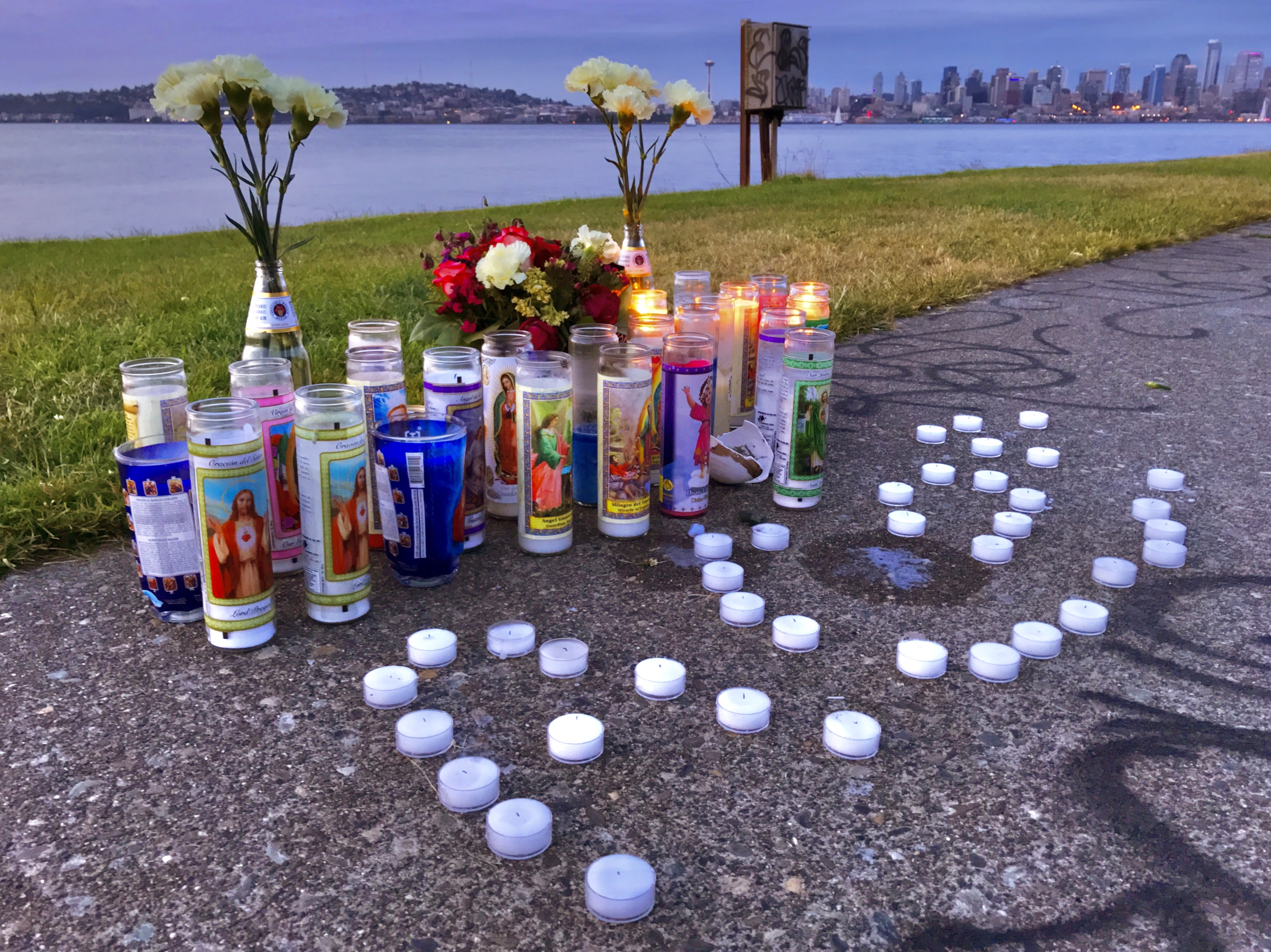 Jonathan C. "Acer" Pecina was memorialized at the spot he died near Anchor Park in West Seattle. Photo by Patrick Robinson