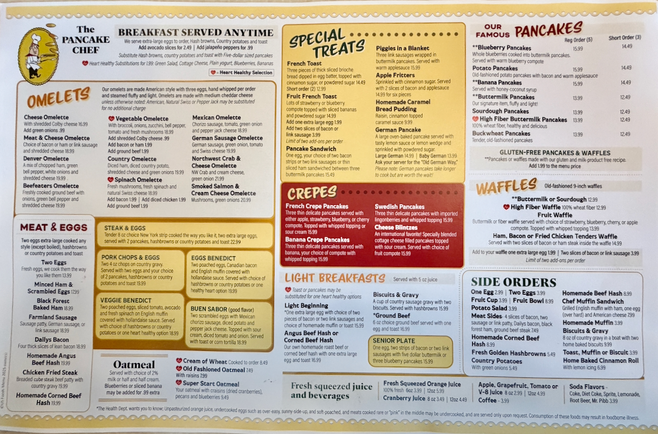 Menu front page