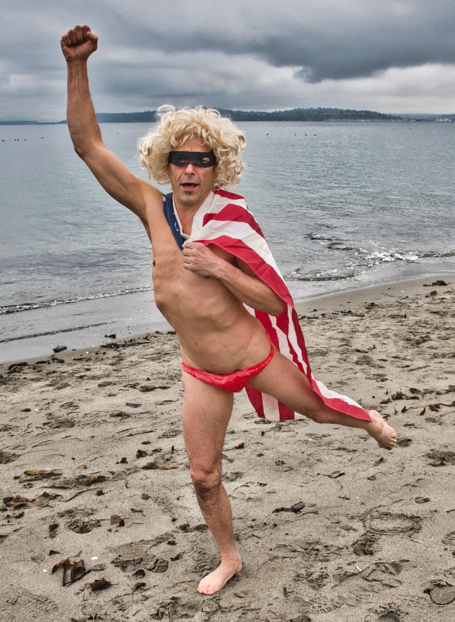 skimpy shorts flag guy